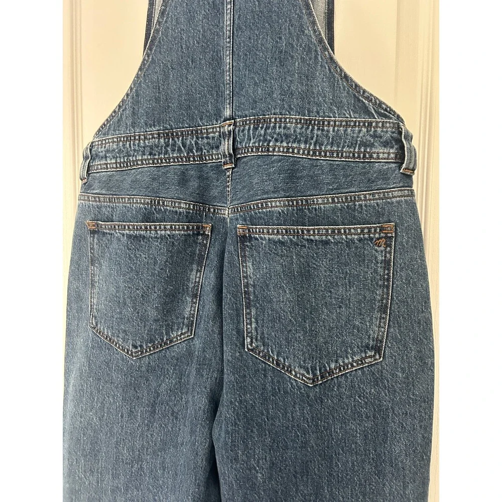 Madewell Straight Leg Denim Overalls Bib Pocket Medium Wash Blue Size M - Picture 5 of 6